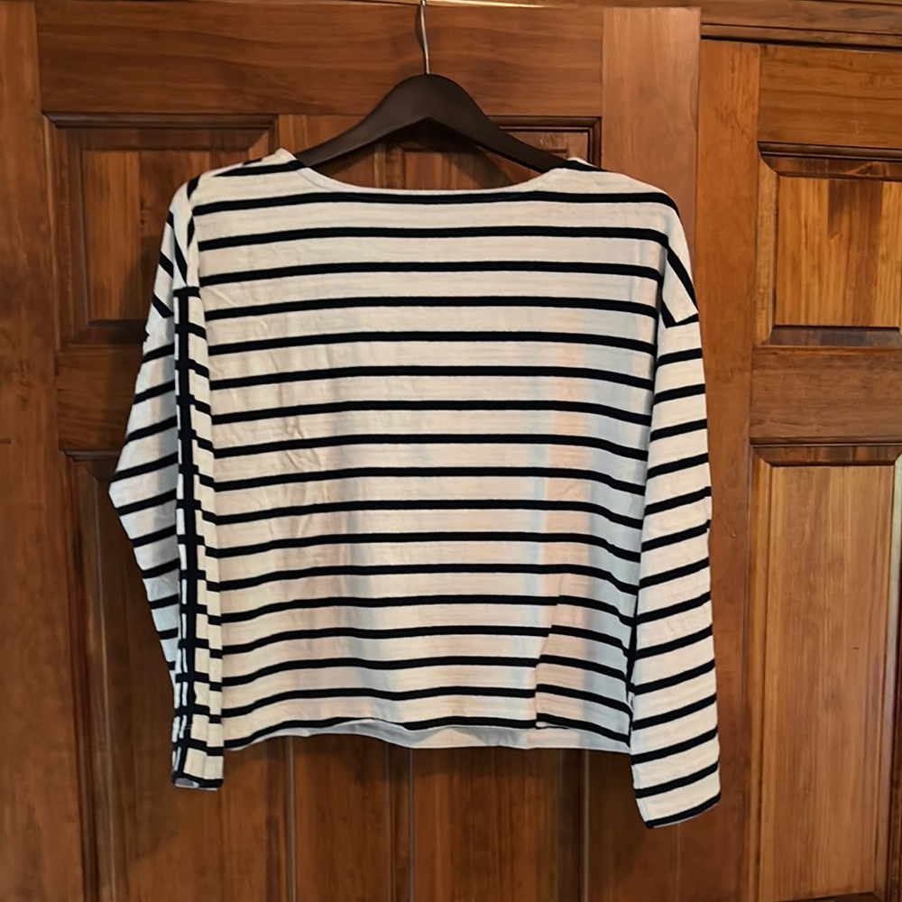 LOFT Black and White Boxy Long Sleeve Tee